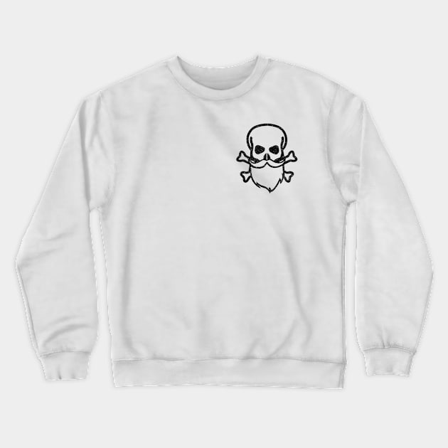 Skull and Beard Pocket Logo - Black Crewneck Sweatshirt by Tatted_and_Tired